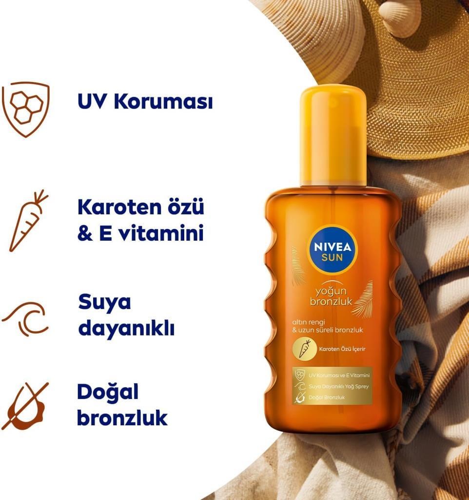 Nivea Sun Yoğun Bronzlaştırıcı Güneş Yağ Sprey Karoten Özlü 200 ml