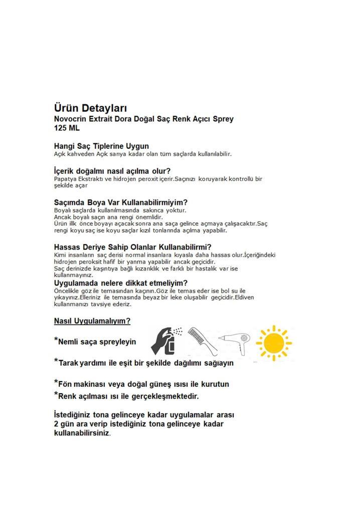 Novocrin Extrait Dora Saç Açıcı 125 ml 2 Adet Paket