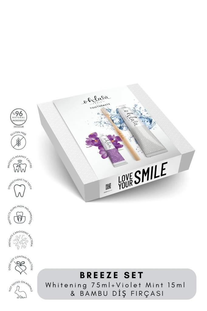 Ohlala Whitening Mint 75 ml+Violet Mint 15 ml+ Bambu Diş Fırçası Diş Bakım Seti 