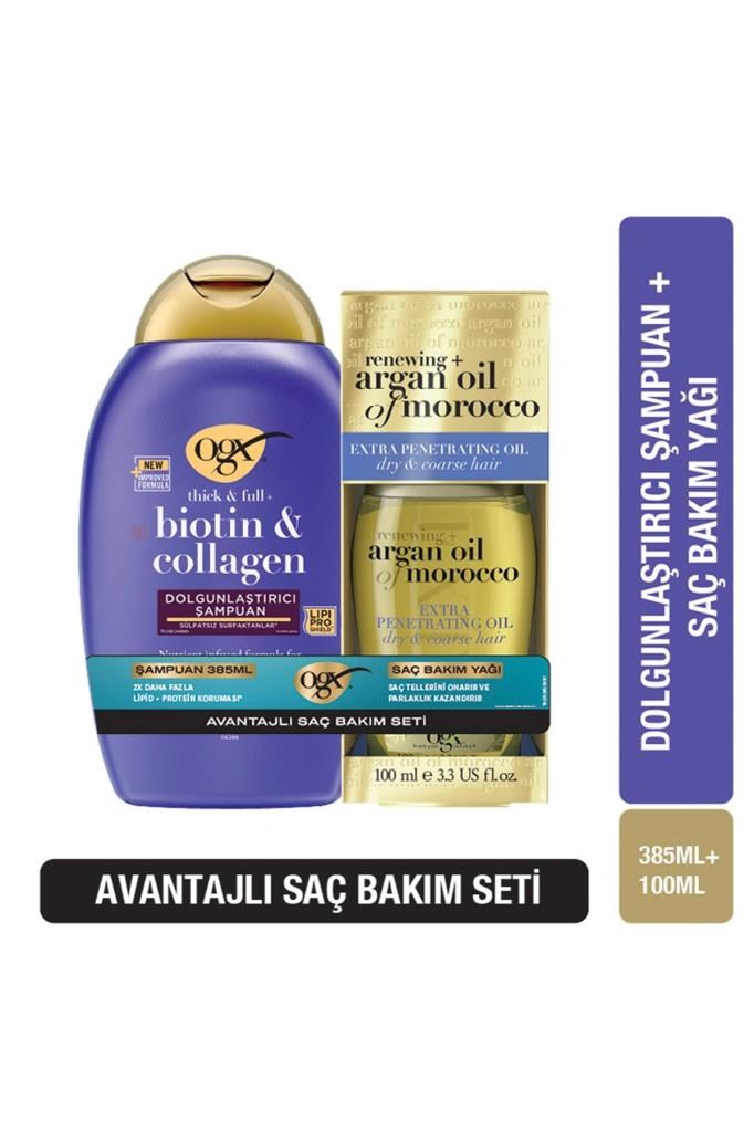Organix Biotin&Collagen Şampuan 385 ml+Argan Saç Bakım Yağı 100 ml SET