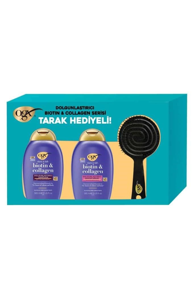 Organix Biotin&Collagen Şampuan 385 ml+Saç Kremi 385 ml+Tarak Hediyeli 3'lü Set