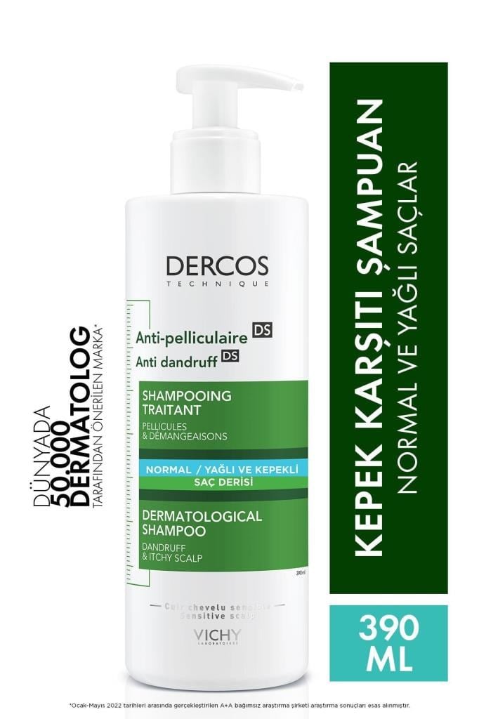Vichy Dercos Anti-Pel Kepeğe Karşi Etkili Bakim Şampuani -Normal/Yağli Saçlar 390 ml