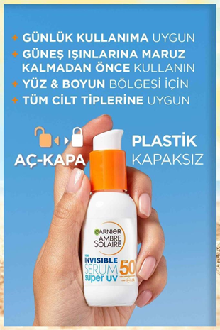 Ambre Solaire Invisible SPF50 Süper Uv Günlük Güneş Koruyucu Serum 30 ml