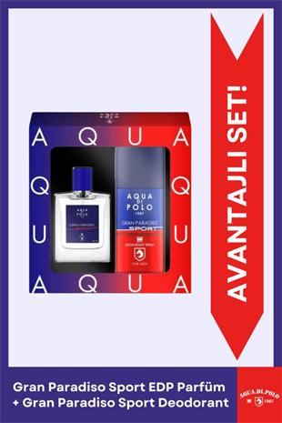 Aqua Di Polo 1987 Gran Paradiso Sport EDP 50 ml Erkek Parfüm Seti 