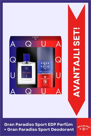Aqua Di Polo 1987 Gran Paradiso Sport EDP 50 ml Erkek Parfüm Seti 