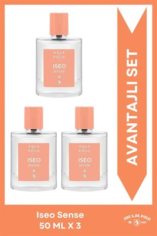 Aqua Di Polo 1987 Iseo Sense EDP Kadın Parfüm Seti 50ml 3 Adet | Meyveli, Çiçeksi | Nar, Manolya, Şakayık, Amber, Misk