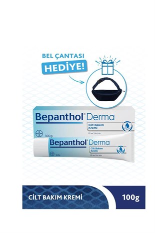 Bepanthol Derma Cilt Bakım Kremi 100g Günlük Yüz Vücut Bakım & Bel Çantası Hediye - Yoğun Nemlendirici