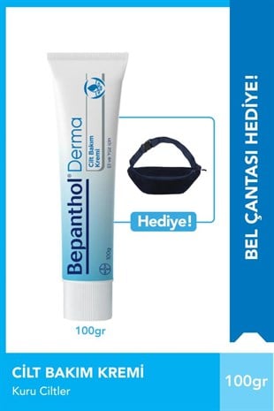 Bepanthol Derma Cilt Bakım Kremi 100g Günlük Yüz Vücut Bakım & Bel Çantası Hediye - Yoğun Nemlendirici