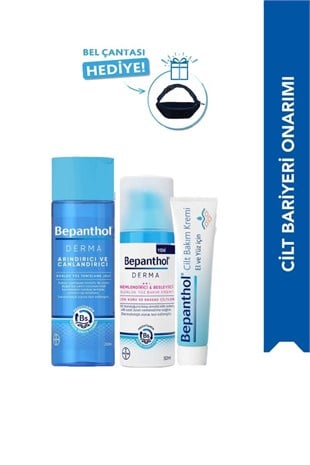 Bepanthol Derma Onarıcı Yüz Temizleme Bakım Seti + Çanta Hediyeli