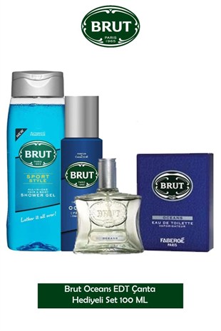 Brut Oceans EDT Çanta Hediyeli 3lu Erkek Parfüm Seti 100 ml