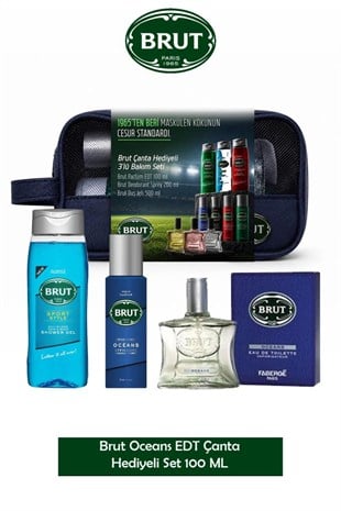 Brut Oceans EDT Çanta Hediyeli 3lu Erkek Parfüm Seti 100 ml