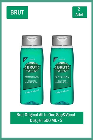 Brut Original Hair&Body Shower Gel 500 ml x 2 adet Duş Jeli 
