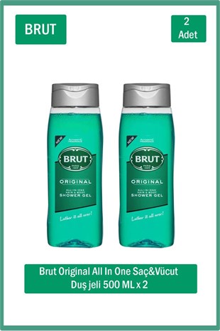 Brut Original Hair&Body Shower Gel 500 ml x 2 adet Duş Jeli 