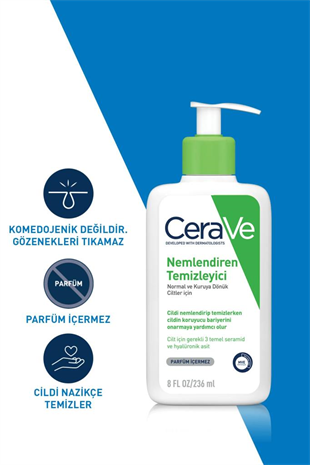 CeraVe Nemlendiren Temizleyici Normal & Kuru Ciltler Yüz Vücut 236 ml