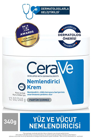 CeraVe Yüz Ve Vücut Nemlendirici Krem Kuru Ciltler Için 340 gr