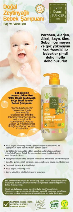 Eyüp Sabri Tuncer Doğal Zeytinyağlı Bebek Şampuanı 600 ml