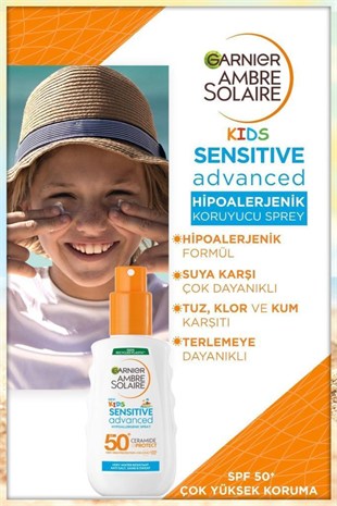 Garnier Ambre Solaire Kids SPF50 Sensitive Advanced 150 ml Güneş Koruyucu Sprey