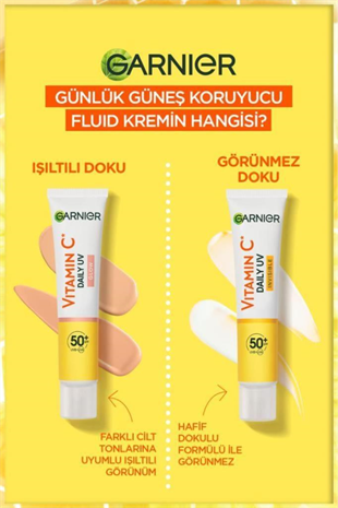 Garnier C Vitamini Parlak SPF50+Fluid Yüz Kremi Işıltılı Doku 40 ml