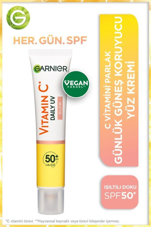 Garnier C Vitamini Parlak SPF50+Fluid Yüz Kremi Işıltılı Doku 40 ml