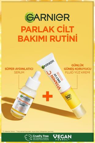Garnier C Vitamini Parlak SPF50+Fluid Yüz Kremi Işıltılı Doku 40 ml