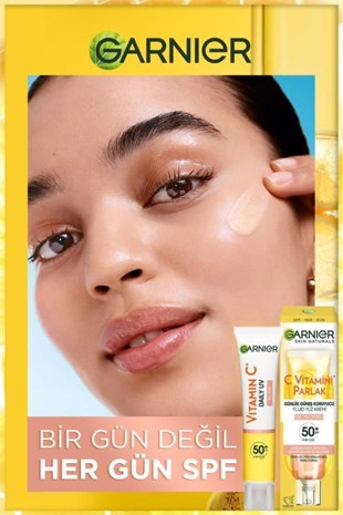 Garnier C Vitamini Parlak SPF50+Fluid Yüz Kremi Işıltılı Doku 40 ml