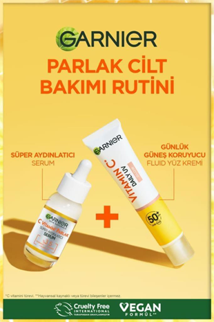 Garnier C Vitamini Parlak SPF50+Fluid Yüz Kremi Işıltılı Doku 40 ml