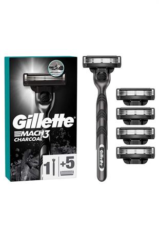 Gillette Mach 3 Charcoal Tıraş Makinesi ve Yedek Tıraş Bıçağı 5li