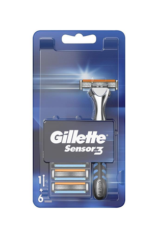 Gillette Sensor 3 Tıraş Makinesi + 6 Yedek Tıraş Bıçağı