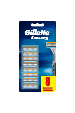 Gillette Sensor 3 Yedek Tıraş Bıçağı 8 Adet