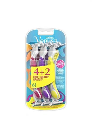 Gillette Venus 3 Colors Renkli Kullan At 4+2 6lı Kadın Tıraş Bıçağı