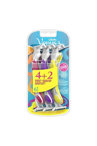 Gillette Venus 3 Colors Renkli Kullan At 4+2 6lı Kadın Tıraş Bıçağı