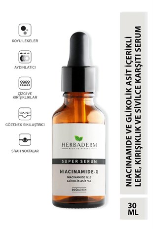 Herbaderm Siyah Nokta Karşıtı, Cilt Tonu Eşitleyici Niacinamide Serum 30 ml