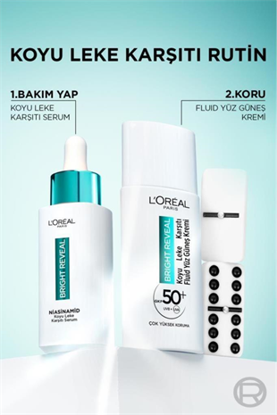 LOreal Paris Bright Reveal SPF50+Fluid Yüz Güneş Kremi 50ml