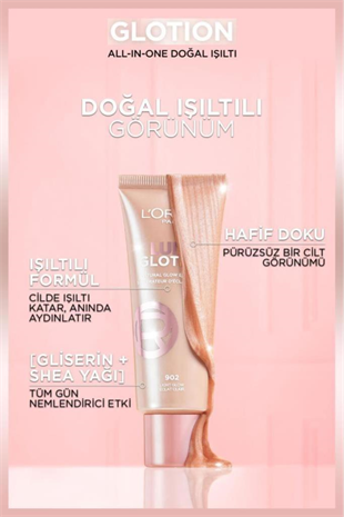 LOreal Paris Glotion All-In-One Doğal Işıltı 903 Medium Glow 40 ml Aydınlatıcı