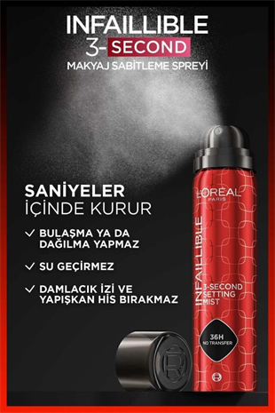 LOreal Paris Infaillible 3-Second Makyaj Sabitleme Spreyi – Setting Spray