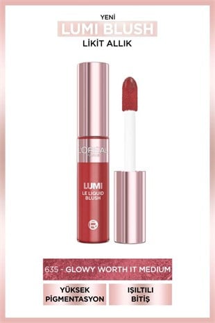 LOreal Paris Lumi Blush Likit Allık - 635 Glowy Worth It Medium