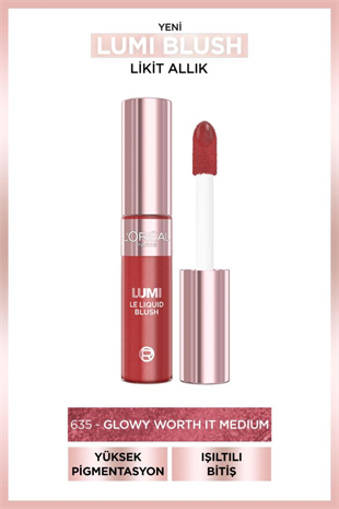 LOreal Paris Lumi Blush Likit Allık - 635 Glowy Worth It Medium