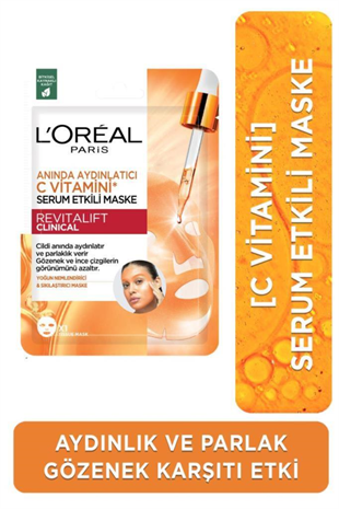 LOreal Paris Revitalift Clinical Anında Aydınlatıcı C Vitamini Serum Etkili Maske
