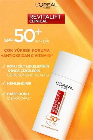 Loreal Paris Revitalift Clinical SPF50 Fluid Cream 50 ml Güneş Kremi