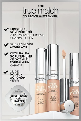 LOreal Paris True Match Aydınlatan Serum Kapatıcı 1.5N Light
