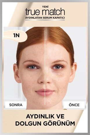 LOreal Paris True Match Aydınlatan Serum Kapatıcı 1N Light