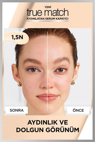 LOreal Paris True Match Aydınlatan Serum Kapatıcı 1.5N Light