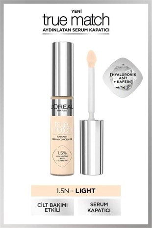 LOreal Paris True Match Aydınlatan Serum Kapatıcı 1.5N Light