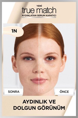 LOreal Paris True Match Aydınlatan Serum Kapatıcı 1N Light