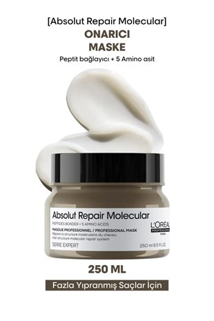 Loreal Professionnel Absolut Repair Molecular Tüm Yıpranmış Saçlar İçin Yoğun Onarıcı Maske 250 ml