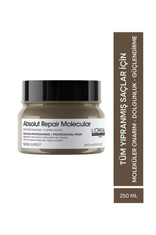 Loreal Professionnel Absolut Repair Molecular Tüm Yıpranmış Saçlar İçin Yoğun Onarıcı Maske 250 ml