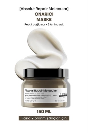 Loreal Professionnel Absolut Repair Molecular Tüm Yıpranmış Saçlar İçin Yoğun Onarıcı Maske 150 ml