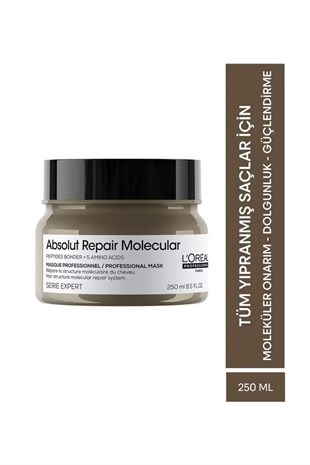 Loreal Professionnel Absolut Repair Molecular Tüm Yıpranmış Saçlar İçin Yoğun Onarıcı Maske 250 ml