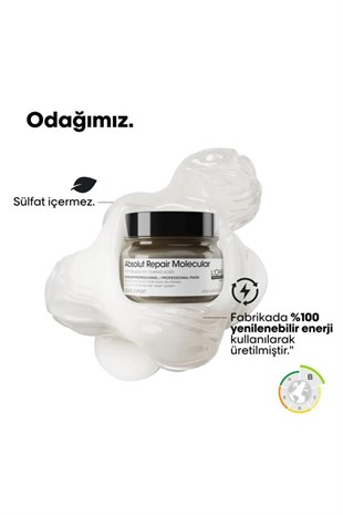 Loreal Professionnel Absolut Repair Molecular Tüm Yıpranmış Saçlar İçin Yoğun Onarıcı Maske 250 ml
