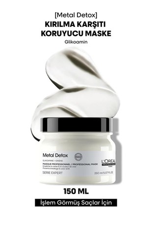 Loreal Professionnel Metal Detox İşlem Görmüş ve Yıpranmış Saçlar İçin Kırılma Karşıtı Koruyucu Maske 150 ml
